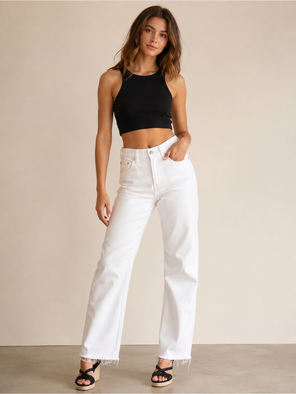 High-Rise Letters to Juliet Straight White Jeans - Women